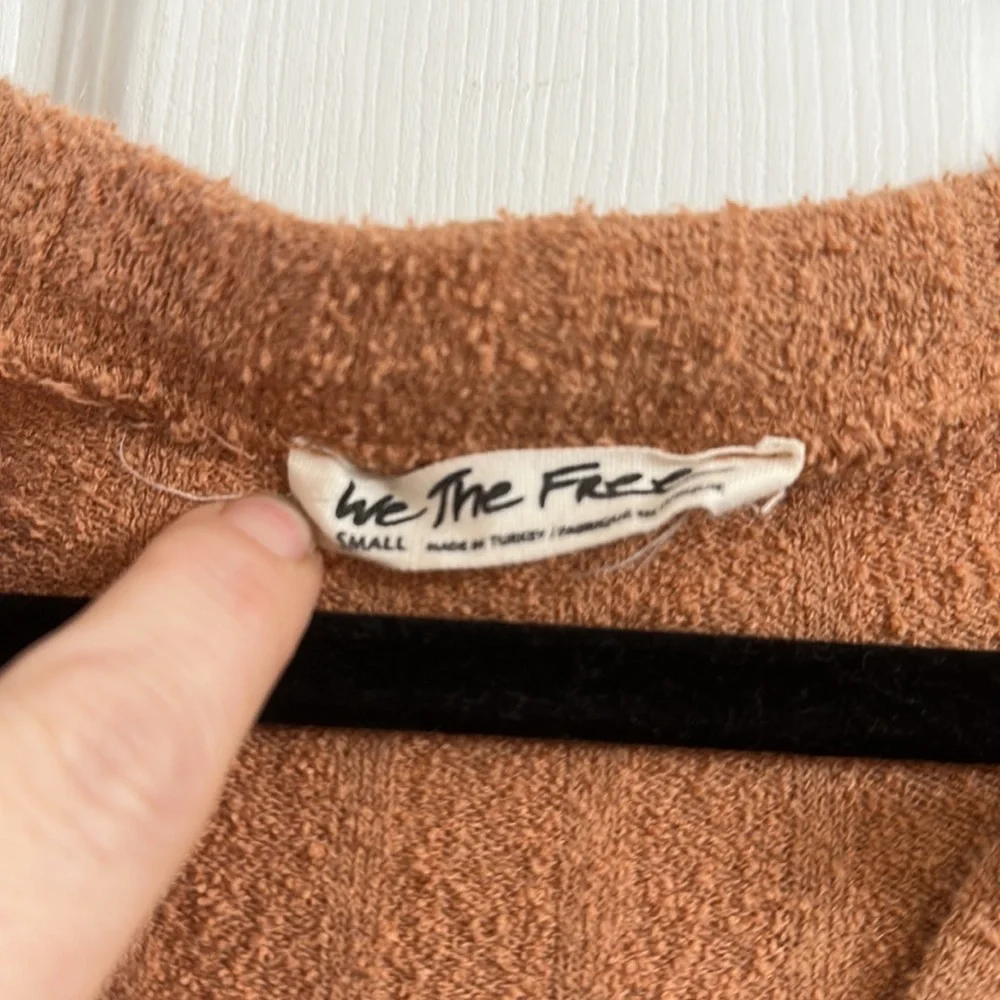 We the free by free people brown/ orange long sleeve top with button size Small - Picture 2 of 3